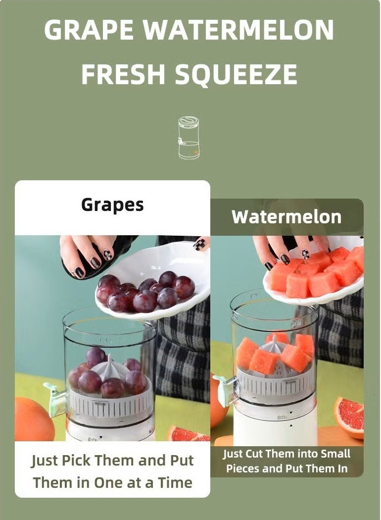 عربست عصارة حمضيات كهربائية، قابلة لإعادة الشحن بمنفذ USB-C، محمولة لعصر البرتقال والليمون، محرك 45 واط سريع خلال 20 ثانية، سعة 600 مل، مواد خالية من BPA، تنظيف سهل، ضوضاء منخفضة، مع فرشاة تنظيف، أبيض-أخضر - Image 3