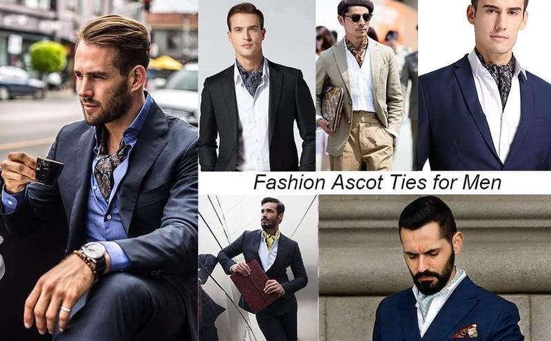 MIPPO Men's Ascot Paisley Floral Jacquard Woven Gift Cravat Tie and Pocket Square Set - Image 4