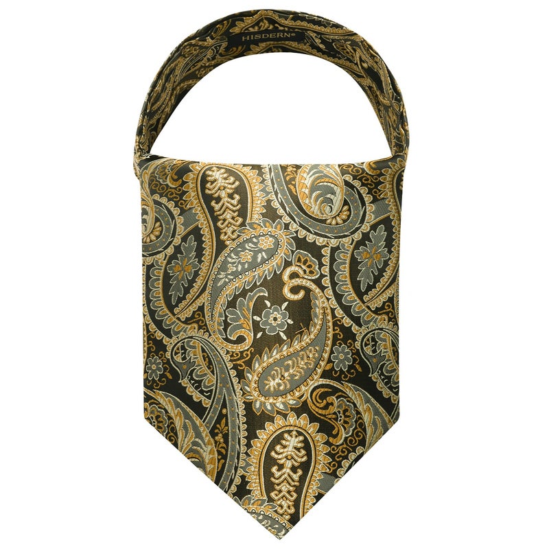 MIPPO Men's Ascot Paisley Floral Jacquard Woven Gift Cravat Tie and Pocket Square Set - Image 3