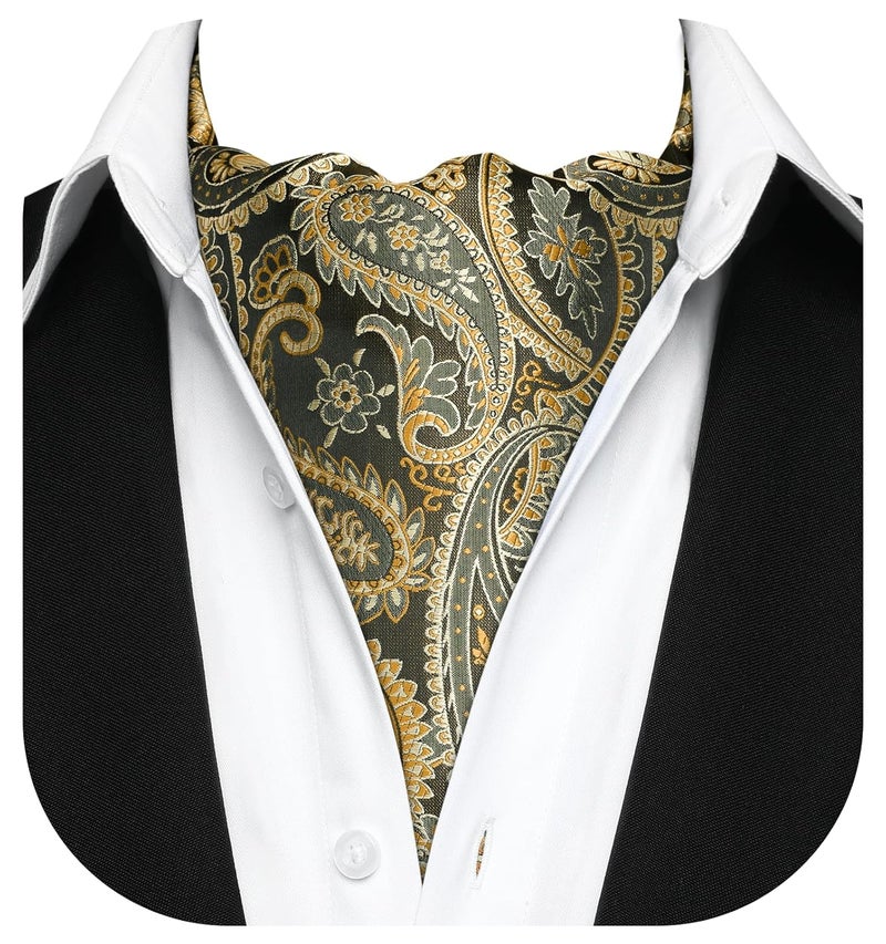 MIPPO Men's Ascot Paisley Floral Jacquard Woven Gift Cravat Tie and Pocket Square Set - Image 1