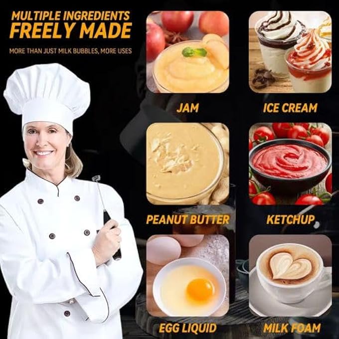 ريحني خفاقة حليب كهربائية مع حامل وصانعة رغوة يدوية للقهوة ومكونات متعددة وخلاط أسود - Image 3