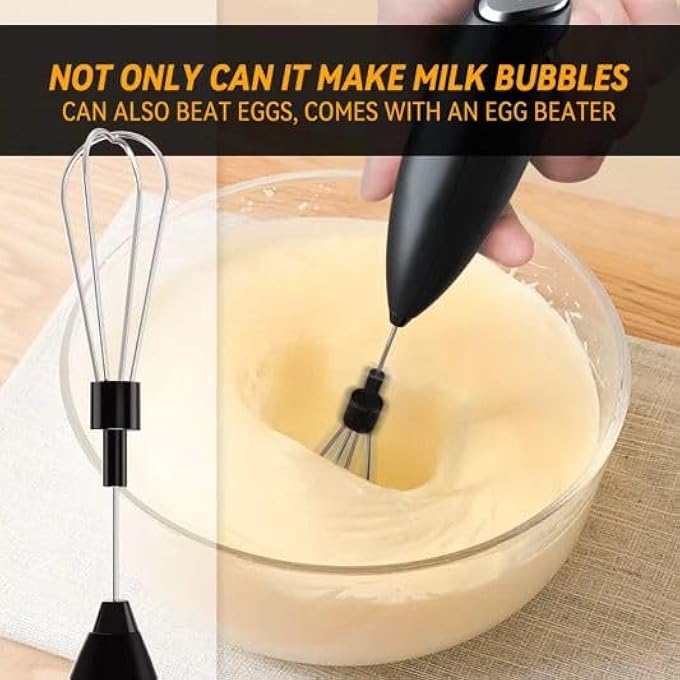 ريحني خفاقة حليب كهربائية مع حامل وصانعة رغوة يدوية للقهوة ومكونات متعددة وخلاط أسود - Image 5