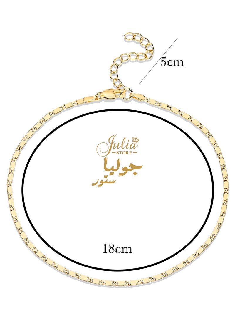 جوليا ستور أساور مطلية بالذهب 18 قيراط للنساء، مجموعة أساور أنيقة مطلية بالذهب الحقيقي للنساء، أساور قابلة للتكديس مقاومة للماء للنساء على شكل مرآة من متجر جوليا - Image 2
