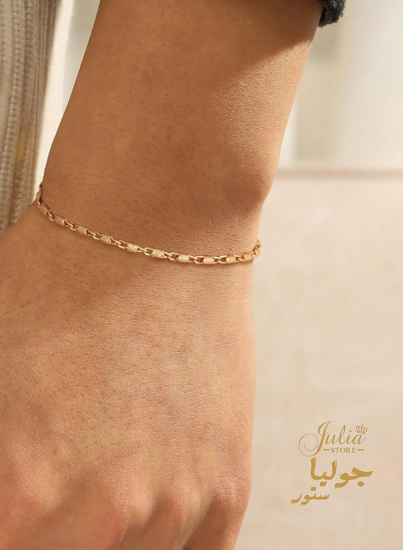 جوليا ستور أساور مطلية بالذهب 18 قيراط للنساء، مجموعة أساور أنيقة مطلية بالذهب الحقيقي للنساء، أساور قابلة للتكديس مقاومة للماء للنساء على شكل مرآة من متجر جوليا - Image 4