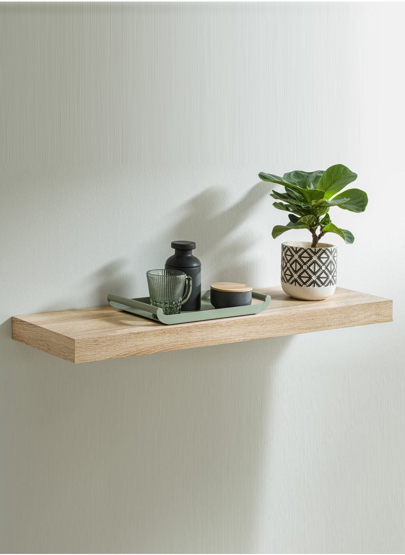 AsolBD Decorative Floating Wall Mounted Shelves with Stylish Invisible Brackets, Modern Faux Wood Storage with Matte Finish for Bedroom, Living Room, Bathroom, Kitchen Décor, 1 Piece Natural  - Image 1