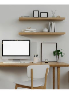 AsolBD Decorative Floating Wall Mounted Shelves with Stylish Invisible Brackets, Modern Faux Wood Storage with Matte Finish for Bedroom, Living Room, Bathroom, Kitchen Décor, 1 Piece Natural  - Image 4