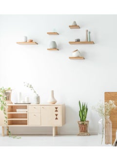 AsolBD Decorative Floating Wall Mounted Shelves with Stylish Invisible Brackets, Modern Faux Wood Storage with Matte Finish for Bedroom, Living Room, Bathroom, Kitchen Décor, 1 Piece Natural  - Image 2