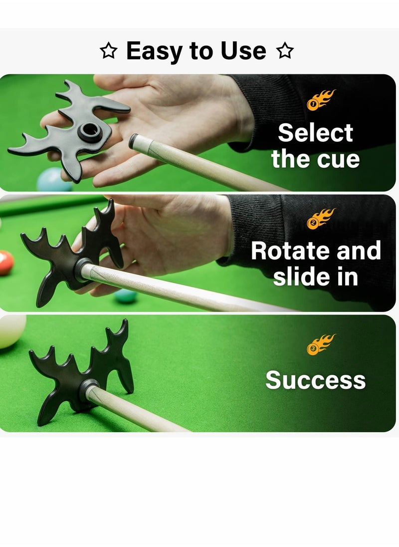 Y&D 6-Pack Slip-On Billiard Cue Holder Heads, Plastic Portable Cudgel Fork Pole with 9 Batting Positions, Accessories Antler Butterfly Forks (3 Pcs White & 3 Black)  - Image 3