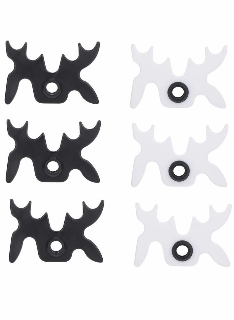 Y&D 6-Pack Slip-On Billiard Cue Holder Heads, Plastic Portable Cudgel Fork Pole with 9 Batting Positions, Accessories Antler Butterfly Forks (3 Pcs White & 3 Black)  - Image 1