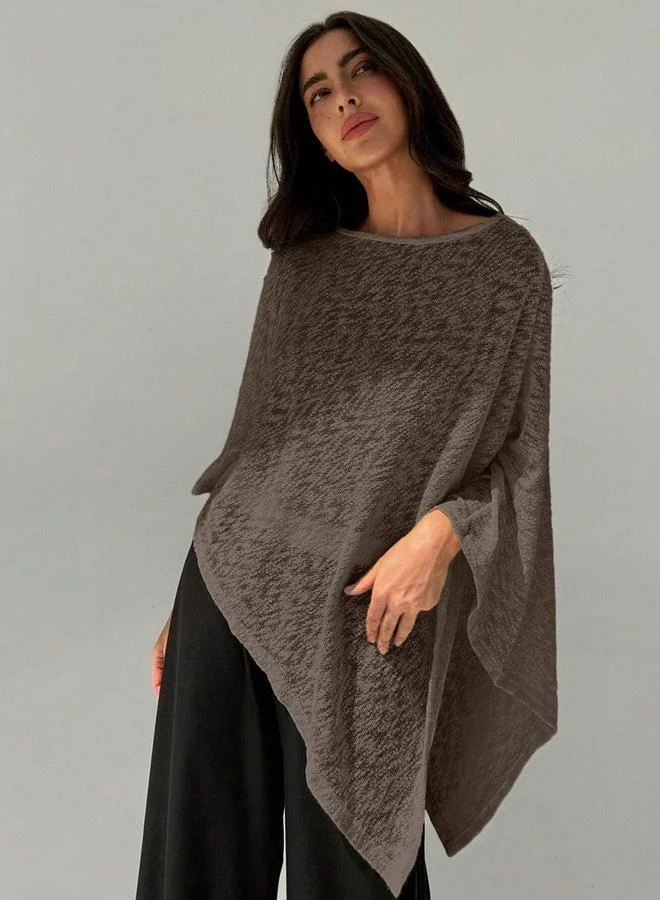 Take Two Women Solid Textured Round Neck Cape Top