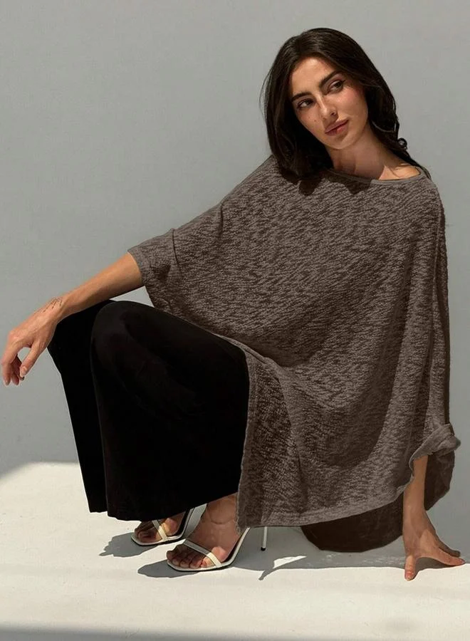 Take Two  Women Solid Textured Round Neck Cape Top for Women | Best Price UAE