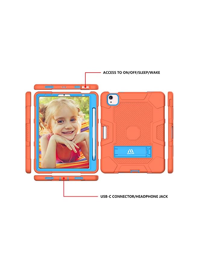 PROMASS Hbs 3-Ply Slim Heavy Duty Shockproof Rugged Case With Built-In Kickstand With Pen Holder Common To Ipad Pro 11 Inch Common To 6 Models Kids Tablet-Orange - Image 3