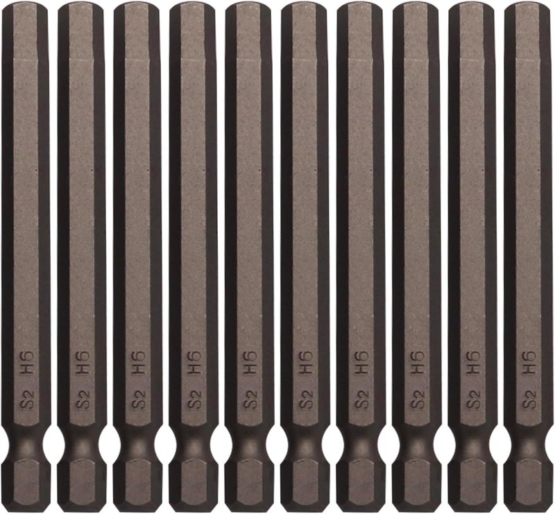 Sipery 10Pcs Hex Head Allen Wrench Drill Bits H6 (6mm) S2 Steel Magnetic Hexagon Hex Head Screwdriver Bits 1/4 Inch Quick Release Shank 3 Inch Long Drill Bit - Image 1