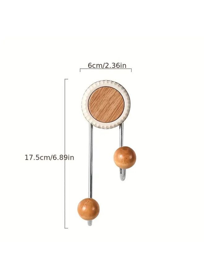Log Style Beech Color Suction Cup Hooks No Drill Adhesive Wall Mount Towel Coat Hanger - Image 1