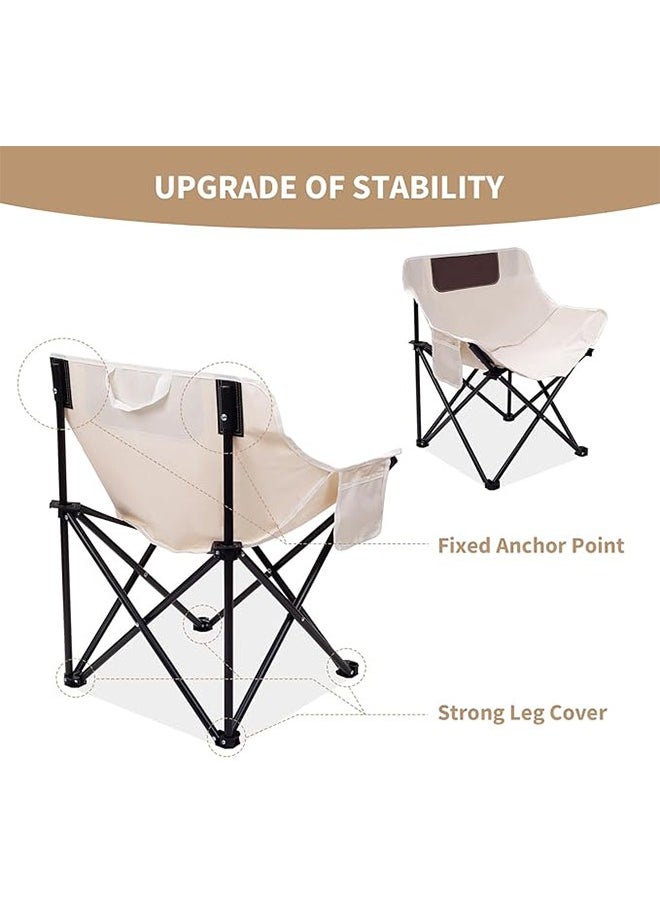 Cady One Portable Folding Chair Camping and Hiking Folding Chair with Storage Bag and Side Pockets for Home Steam Sauna Camping Tailgate Beach and Sports Beige  - Image 4