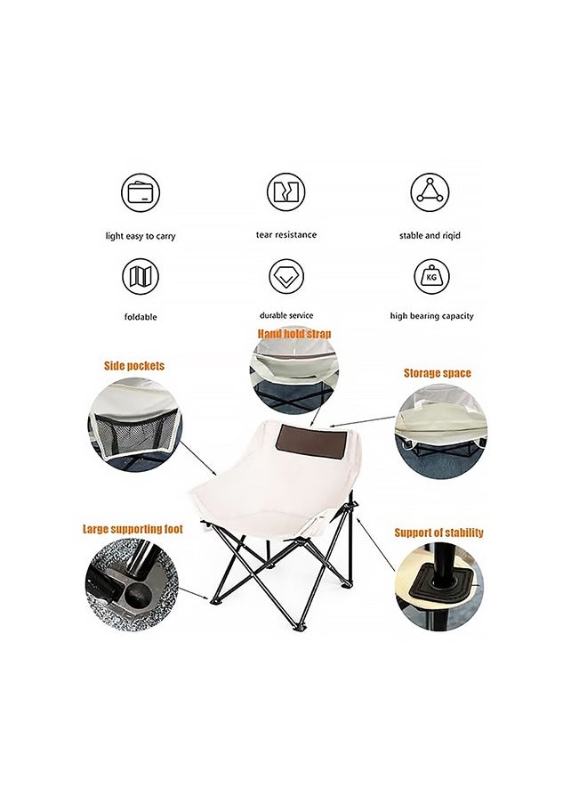 Cady One Portable Folding Chair Camping and Hiking Folding Chair with Storage Bag and Side Pockets for Home Steam Sauna Camping Tailgate Beach and Sports Beige  - Image 5