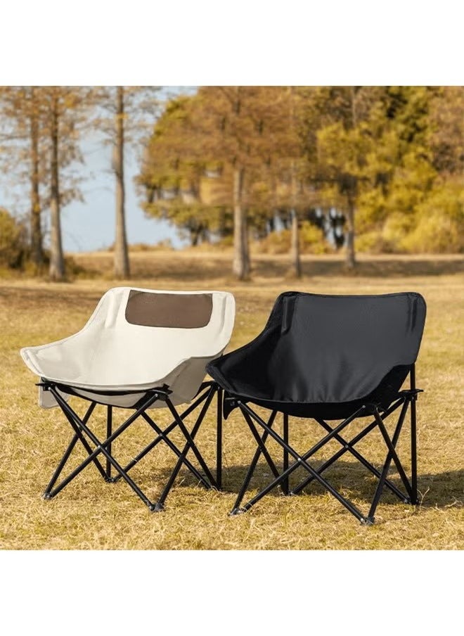 Cady One Portable Folding Chair Camping and Hiking Folding Chair with Storage Bag and Side Pockets for Home Steam Sauna Camping Tailgate Beach and Sports Beige  - Image 3