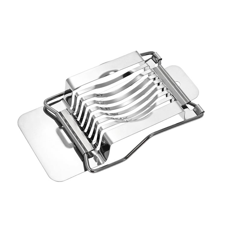Egg Slicer Stainless Steel: 5 Fine Cutting Wires, Extra Flat Handle Base - Durable Rustproof, Multi-Functional Egg Cutter for Home Kitchen Salad Sandwich Prep - Image 1