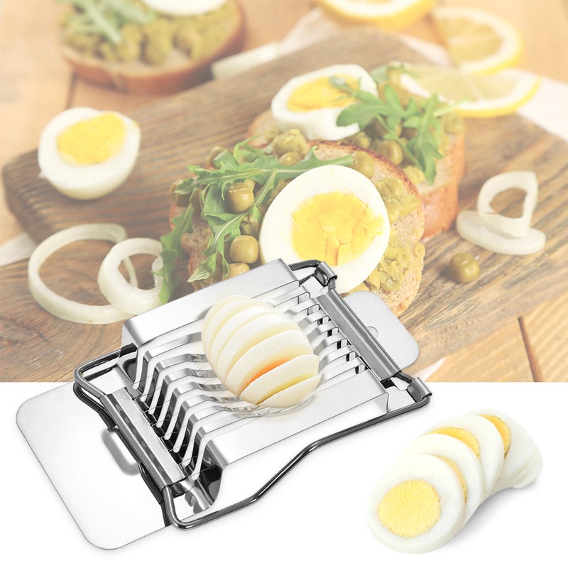 Egg Slicer Stainless Steel: 5 Fine Cutting Wires, Extra Flat Handle Base - Durable Rustproof, Multi-Functional Egg Cutter for Home Kitchen Salad Sandwich Prep - Image 4