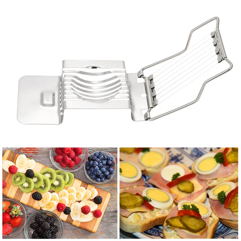 Egg Slicer Stainless Steel: 5 Fine Cutting Wires, Extra Flat Handle Base - Durable Rustproof, Multi-Functional Egg Cutter for Home Kitchen Salad Sandwich Prep - Image 3