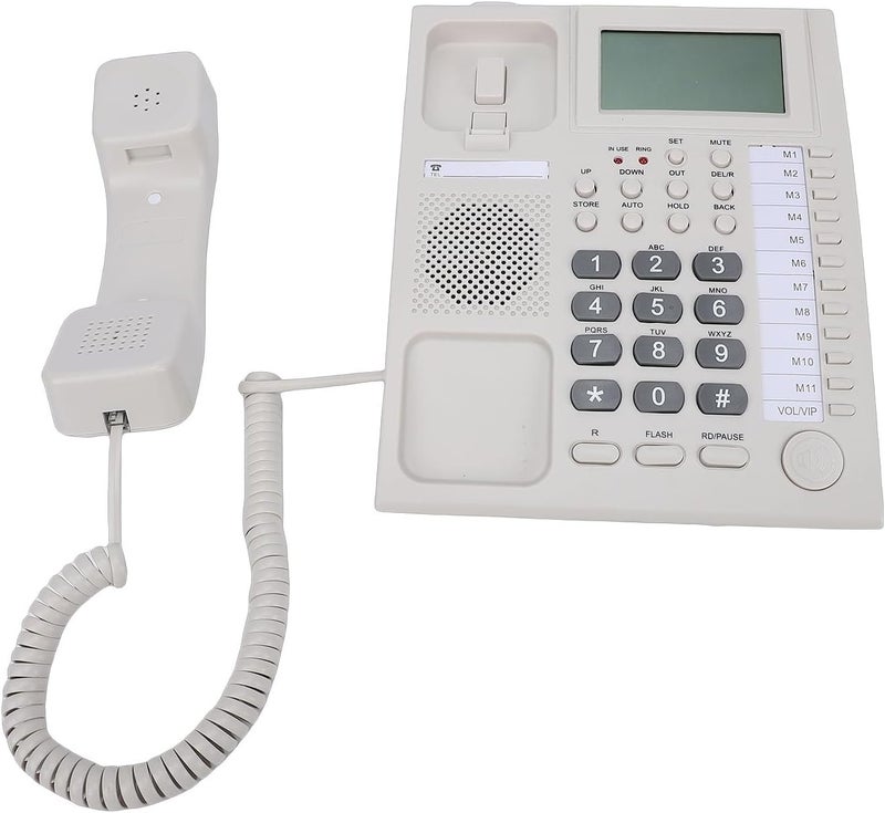 Big Key Phone, 16 Digit Display Caller ID Handsfree Corded Landline Phone, Wired Landline Telephone with Clock Alarm for Home Hotel - Image 3