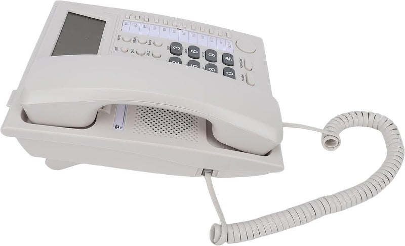 Big Key Phone, 16 Digit Display Caller ID Handsfree Corded Landline Phone, Wired Landline Telephone with Clock Alarm for Home Hotel - Image 2