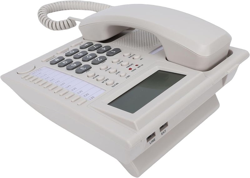 Big Key Phone, 16 Digit Display Caller ID Handsfree Corded Landline Phone, Wired Landline Telephone with Clock Alarm for Home Hotel - Image 1