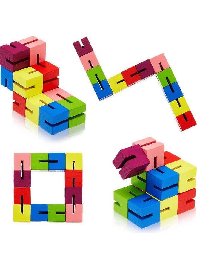 Sumind Wooden Fidget Toy Twist Block Cubes Puzzle Fidget Sensory Toys For Teens Party Favors For Boys And Girls (12 Pieces) - Image 2