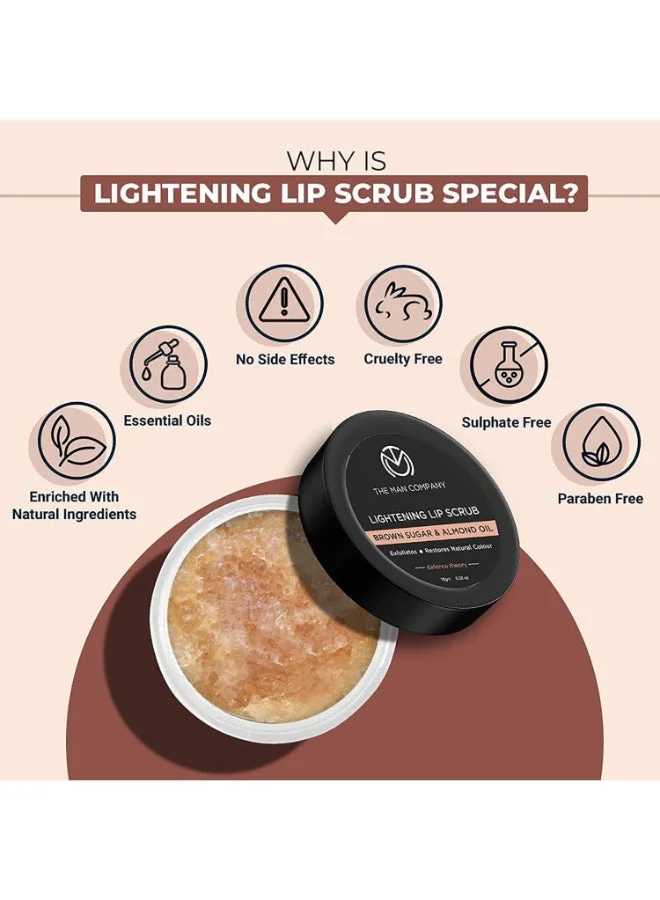 The Man Company  Lightening Lip Scrub With Brown Sugar And Almond Oil For Dry/Chapped Lip, 10 G for Men | Best Price UAE