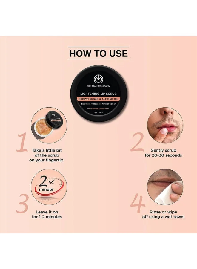 The Man Company  Lightening Lip Scrub With Brown Sugar And Almond Oil For Dry/Chapped Lip, 10 G for Men | Best Price UAE