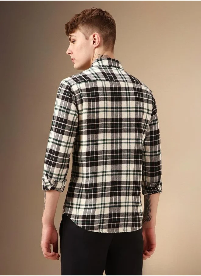 Dennis Lingo Relaxed Fit Black Cotton Shirt Spread Collar