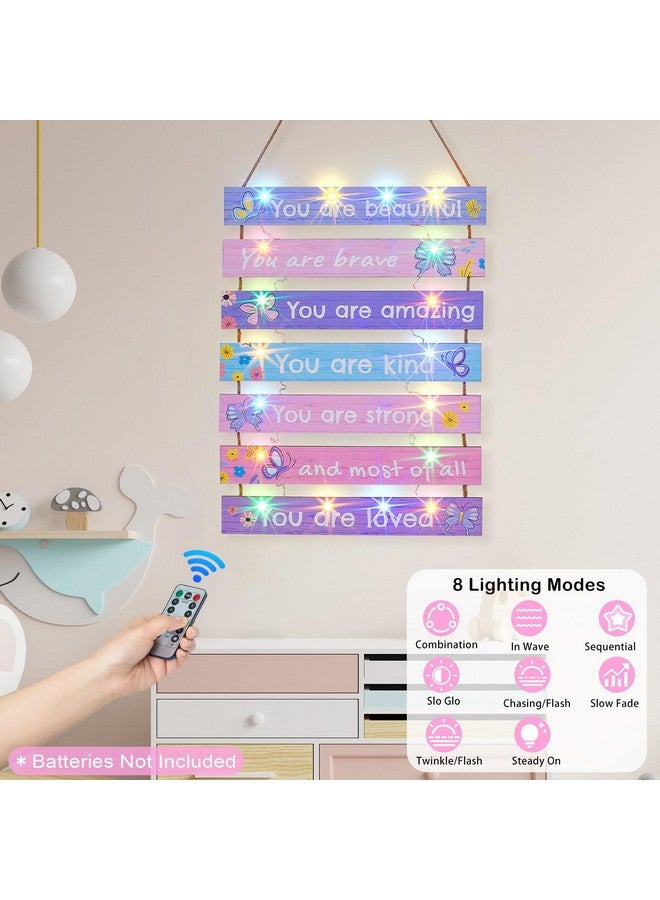 FIOBEE Girls Room Décor for Teen Girls Boys with LED Light Nursery Wall Decor for Bedroom Motivational Inspirational Wall Art Girl Room Decoration for Kids Living Room, 8 Kinds of Lights, Purple Butterfly - Image 3