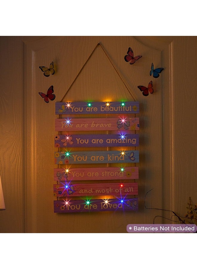 FIOBEE Girls Room Décor for Teen Girls Boys with LED Light Nursery Wall Decor for Bedroom Motivational Inspirational Wall Art Girl Room Decoration for Kids Living Room, 8 Kinds of Lights, Purple Butterfly - Image 2