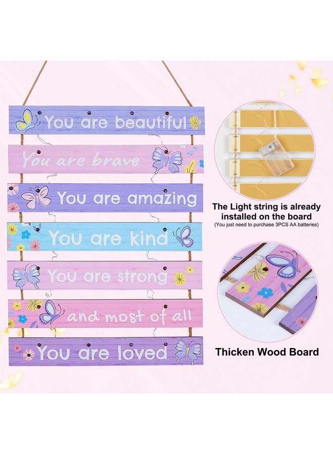 FIOBEE Girls Room Décor for Teen Girls Boys with LED Light Nursery Wall Decor for Bedroom Motivational Inspirational Wall Art Girl Room Decoration for Kids Living Room, 8 Kinds of Lights, Purple Butterfly - Image 4