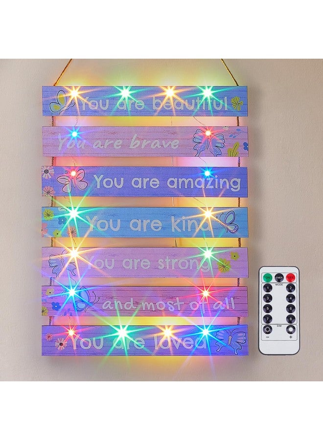 FIOBEE Girls Room Décor for Teen Girls Boys with LED Light Nursery Wall Decor for Bedroom Motivational Inspirational Wall Art Girl Room Decoration for Kids Living Room, 8 Kinds of Lights, Purple Butterfly - Image 1