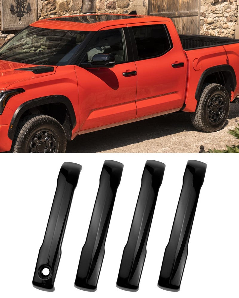 TIKSCIENCE Car Exterior Door Handle Trim Cover for Toyota Tundra 2022-2023, Bright Black - Image 1