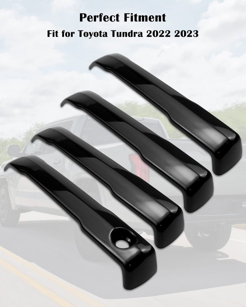 TIKSCIENCE Car Exterior Door Handle Trim Cover for Toyota Tundra 2022-2023, Bright Black - Image 2