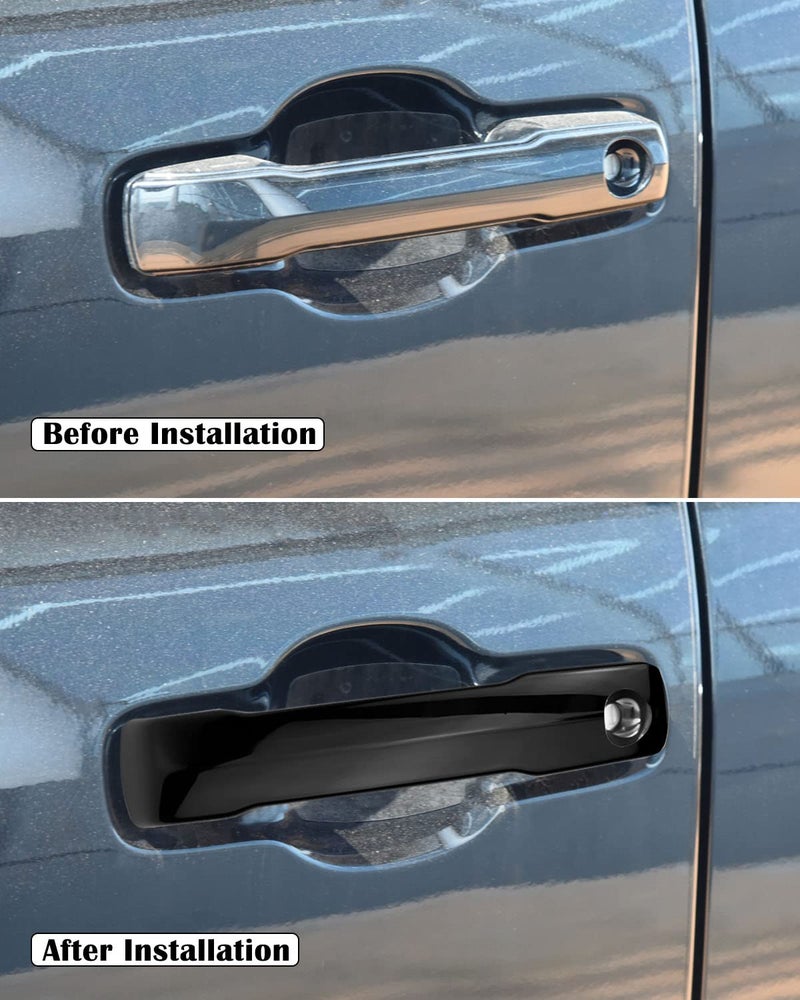 TIKSCIENCE Car Exterior Door Handle Trim Cover for Toyota Tundra 2022-2023, Bright Black - Image 4