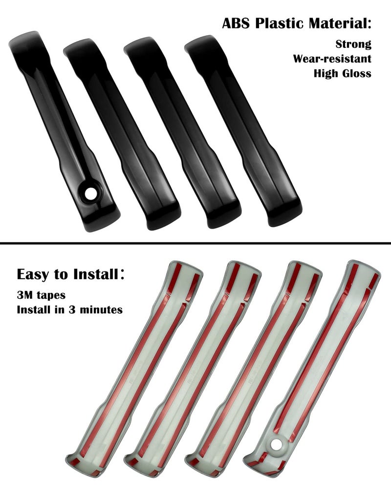 TIKSCIENCE Car Exterior Door Handle Trim Cover for Toyota Tundra 2022-2023, Bright Black - Image 5