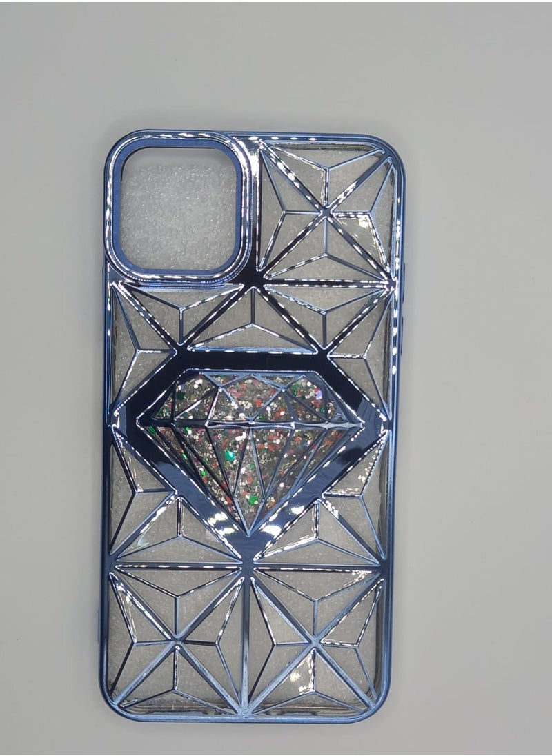 Undefined Transparent Cyan Back Cover For IPhone 11 Pro Max With A Diamond Shape 