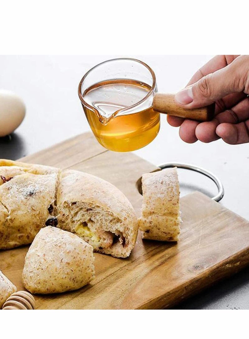 KASTWAVE Creamer Dish Small Sauce Bowls, 2Pcs Prep Dip Dessert Dish Bowls with Handle Creamer Cup Mini Coffee Milk Creamer Serving Pitcher Jug, Borosilicate Glass Milk Dressing Server Pourer (S) - Image 3