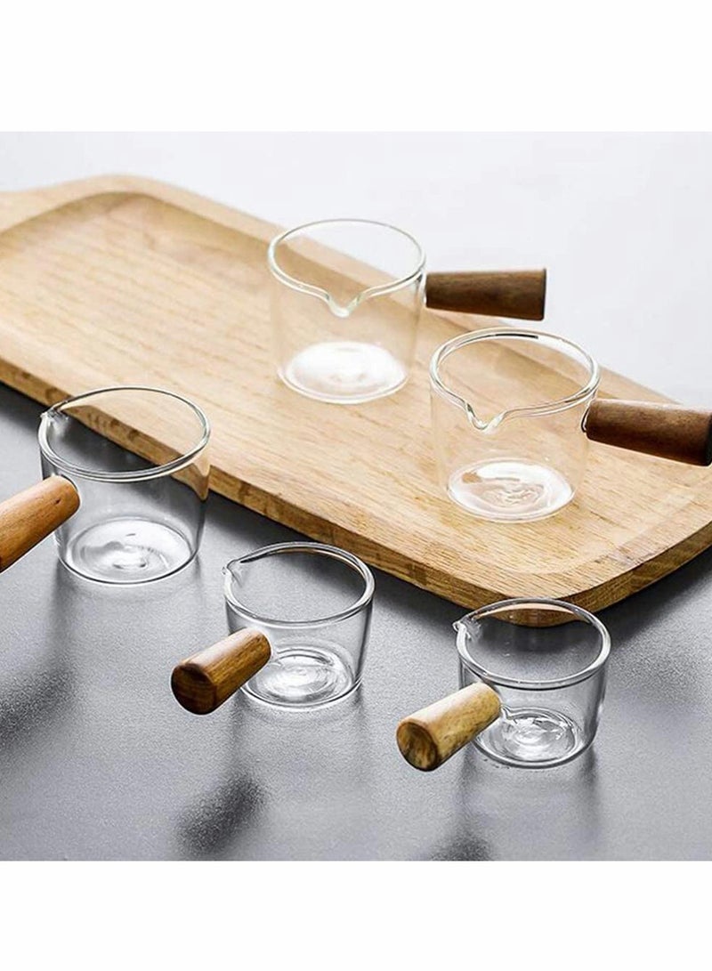 KASTWAVE Creamer Dish Small Sauce Bowls, 2Pcs Prep Dip Dessert Dish Bowls with Handle Creamer Cup Mini Coffee Milk Creamer Serving Pitcher Jug, Borosilicate Glass Milk Dressing Server Pourer (S) - Image 2