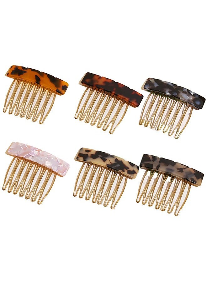 Luzen 6Pcs Acetate Exquisite Hair Side Combs Small Seven-tooth Hair Decorative Bangs Comb Pin Headpiece Hair Jewellery Fashion Styling Accessories for Women Girls - Image 1