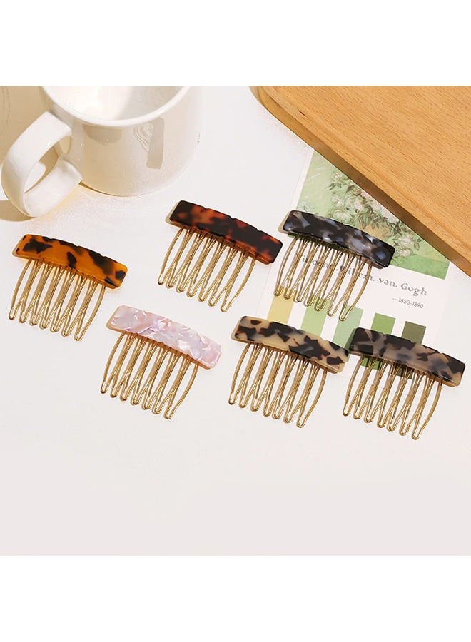 Luzen 6Pcs Acetate Exquisite Hair Side Combs Small Seven-tooth Hair Decorative Bangs Comb Pin Headpiece Hair Jewellery Fashion Styling Accessories for Women Girls - Image 4