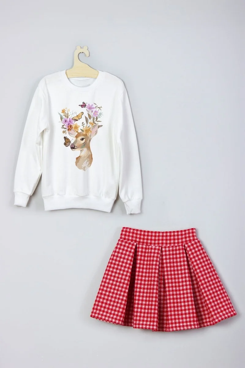 ادا بيبيك تشوكوك Ada Baby Kids New Season Style Watercolor Printed Skirt Sweat Suit