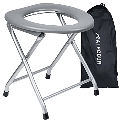 Alpcour Portable Toilet Seat – Compact Lightweight Indoor & Outdoor Commode w/Built-In Bag Hooks & Travel Bag – Heavy-Duty Stainless-Steel Chair is Durable & Convenient For Camping, Travel & Emergency - Image 1