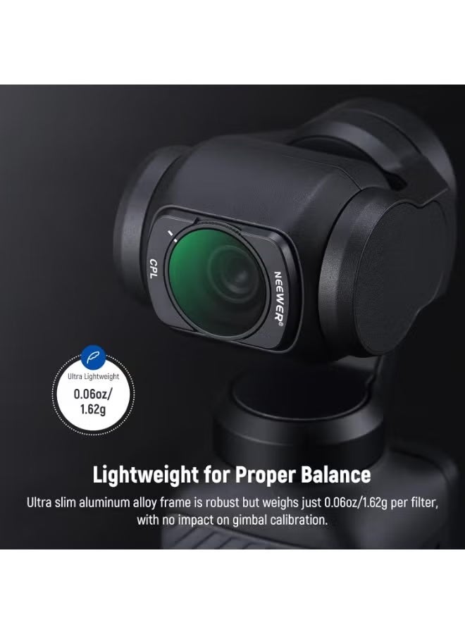 مجموعة فلاتر DJI OSMO Pocket 3 (CPL ND16 ND64 ND256) مكونة من 4 قطع، متوافقة مع ملحقات DJI OSMO Pocket 3 Creator Combo، فلاتر مغناطيسية للكاميرا الرياضية، فلاتر كثافة محايدة واستقطاب، مصنوعة من الزجاج البصري وإطار من الألومنيوم. - Image 4