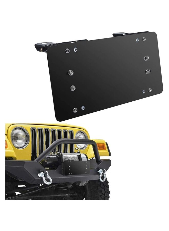 Flip Up License Plate Mount Winch Roller Fairlead Mounting Bracket 8 3/4 Inch Holder Black Stainless Steel - Image 1