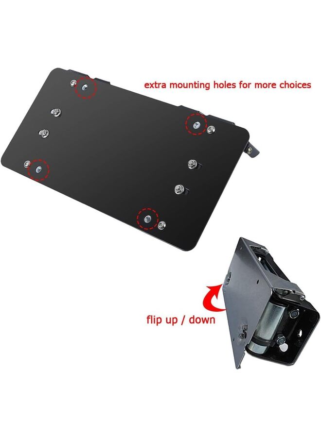 Flip Up License Plate Mount Winch Roller Fairlead Mounting Bracket 8 3/4 Inch Holder Black Stainless Steel - Image 3
