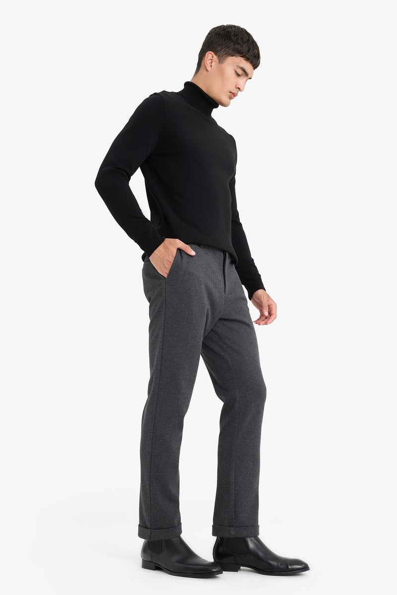 DeFacto Grey Man Regular Hem Trousers Casual - Image 1